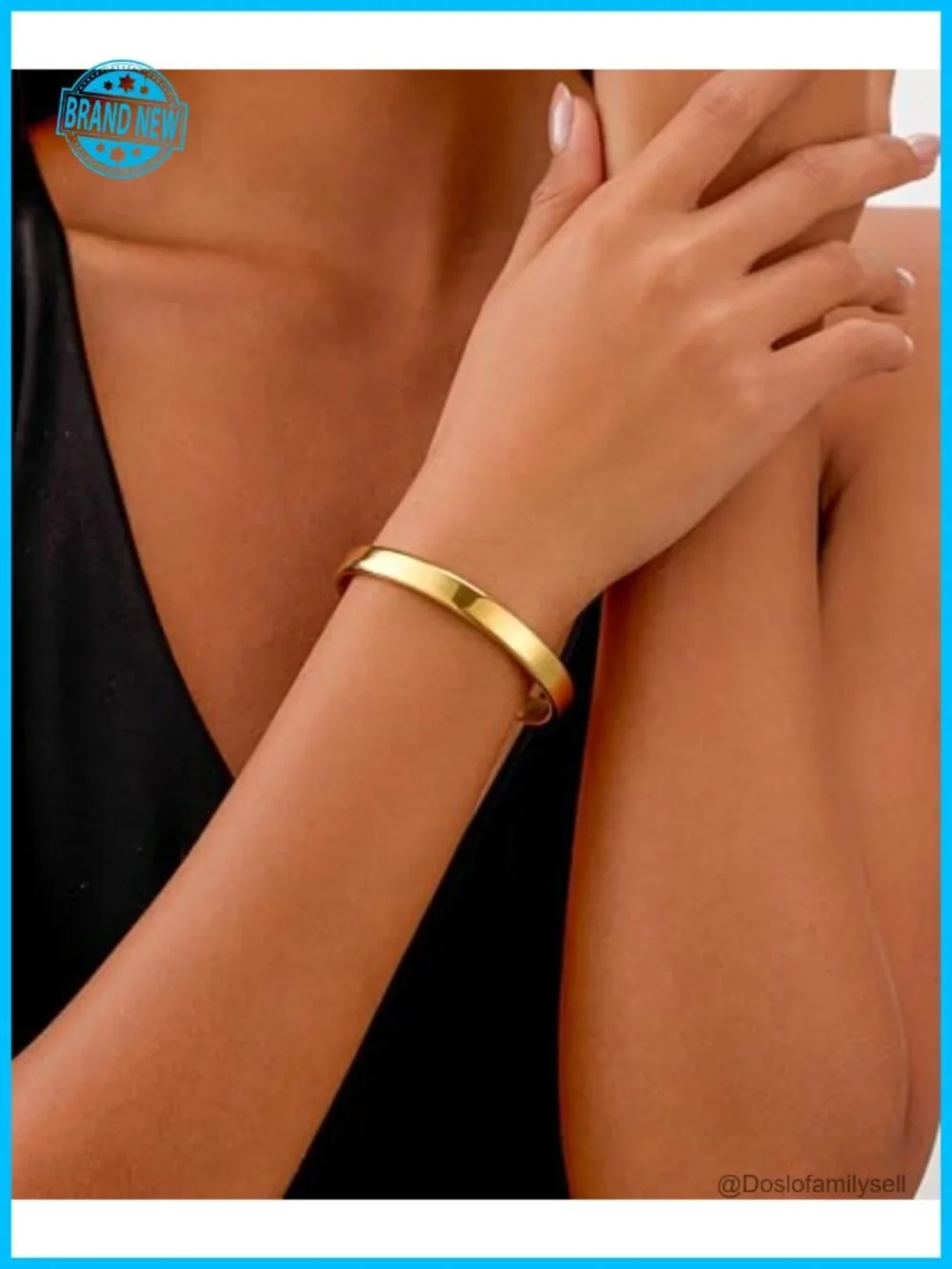 14k Gold Plated Stainless Steel Open Cuff Bangle Bracelet Stackable
